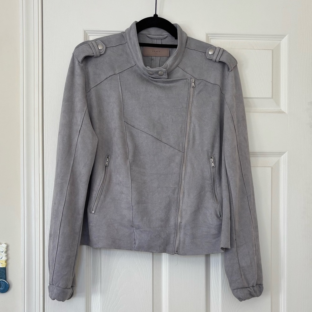 Blank NYC Faux Suede Moto Motorcycle Jacket with an Asymmetrical Zipper
